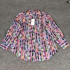 Foxcroft Margie Plus Multicolor Prism Long Sleeve Shirt NWT Size 1X